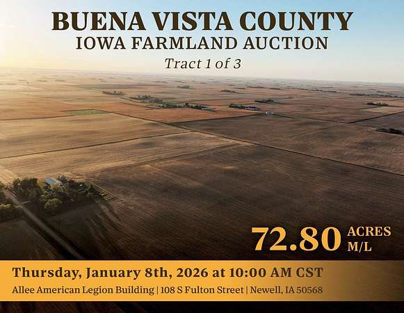 72.8 Acres of Agricultural Land for Auction in Storm Lake, Iowa