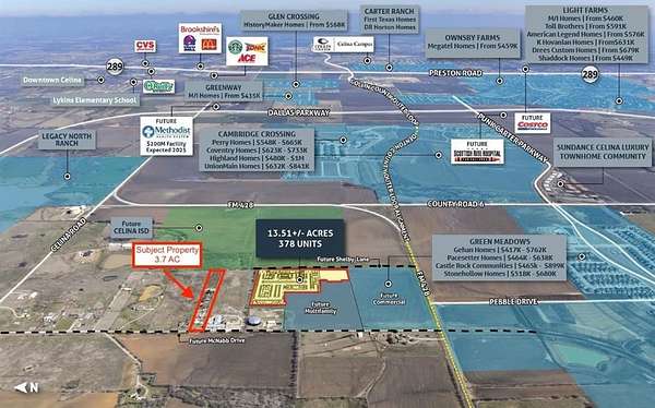 3.7 Acres of Residential Land with Home for Sale in Celina, Texas