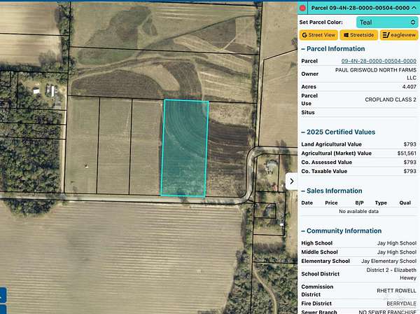 4.4 Acres of Residential Land for Sale in Jay, Florida