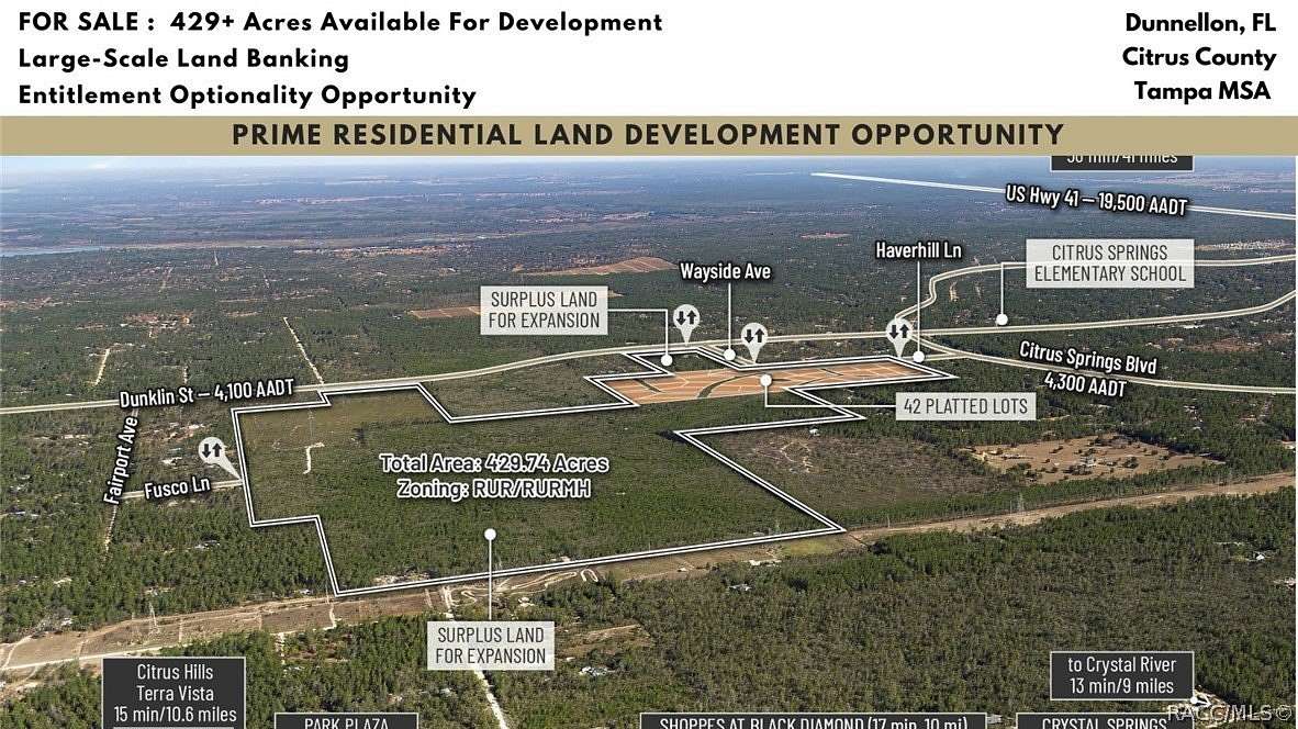 430 Acres of Recreational & Residential Land for Sale in Dunnellon, Florida