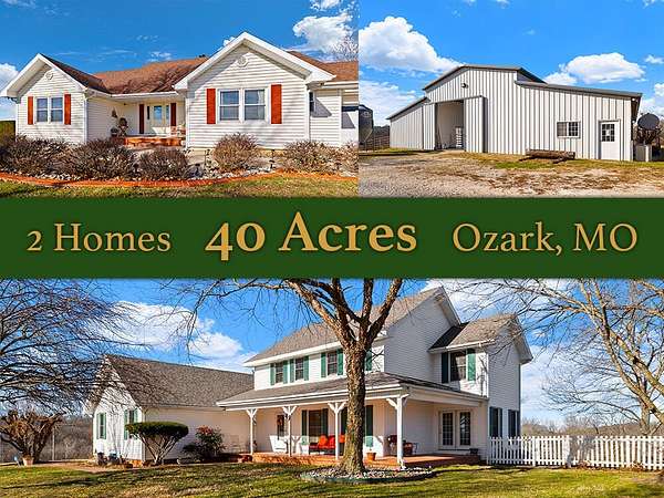 40 Acres of Agricultural Land with Home for Sale in Ozark, Missouri