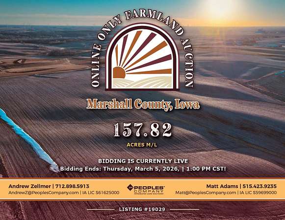 158 Acres of Land for Auction in Marshalltown, Iowa