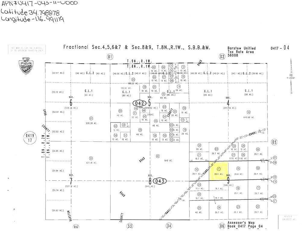 39.4 Acres of Recreational & Residential Land for Sale in Barstow, California