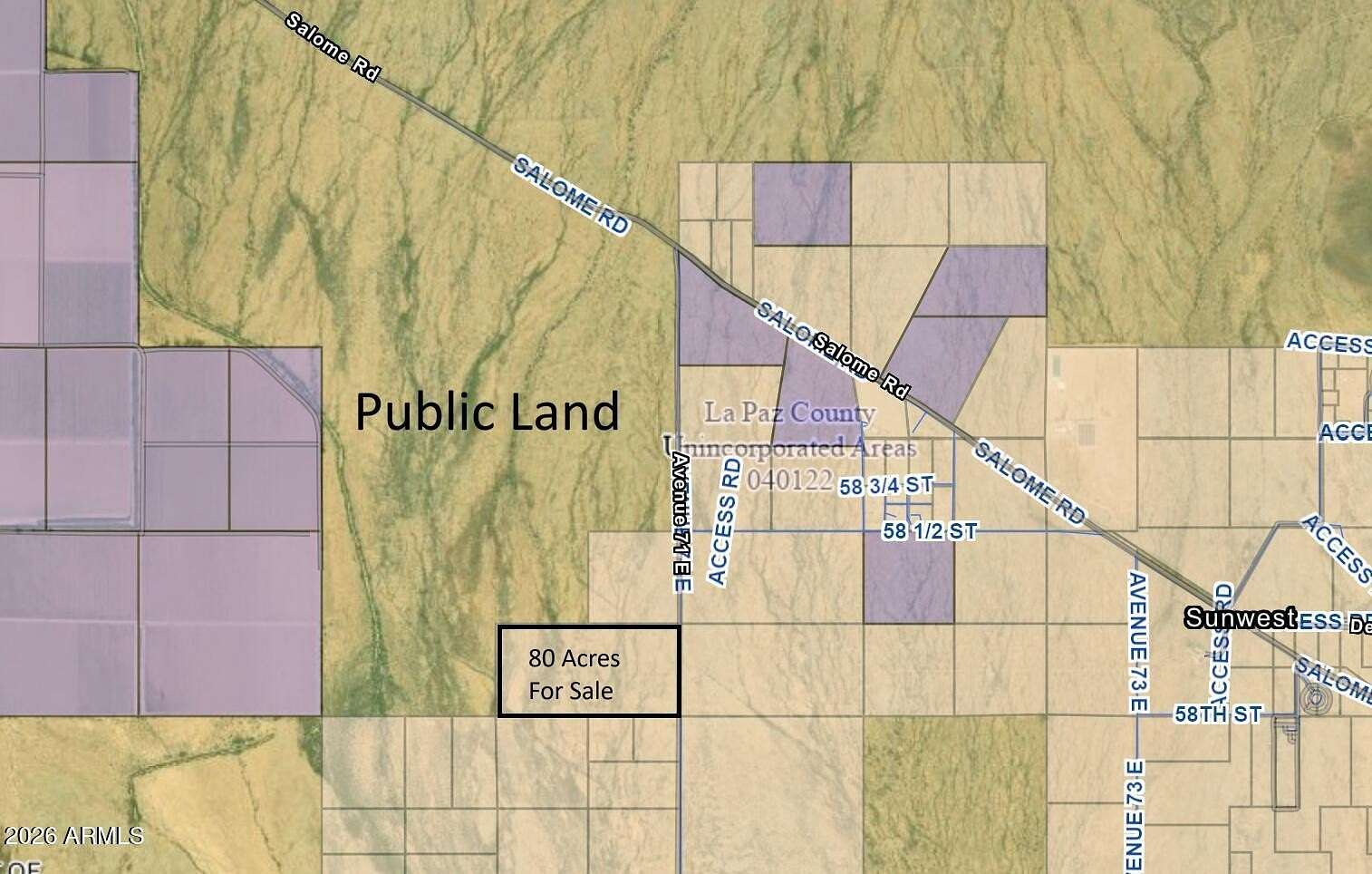 80 Acres of Mixed-Use Land for Sale in Salome, Arizona
