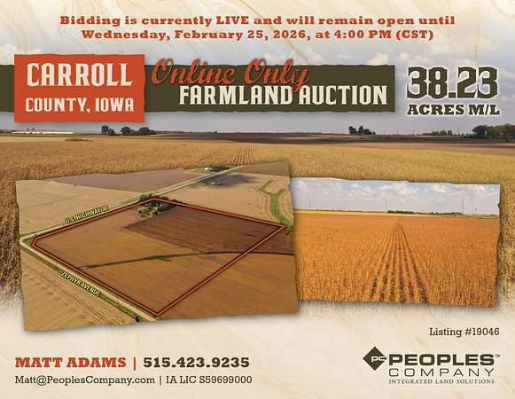 38.2 Acres of Land for Auction in Glidden, Iowa