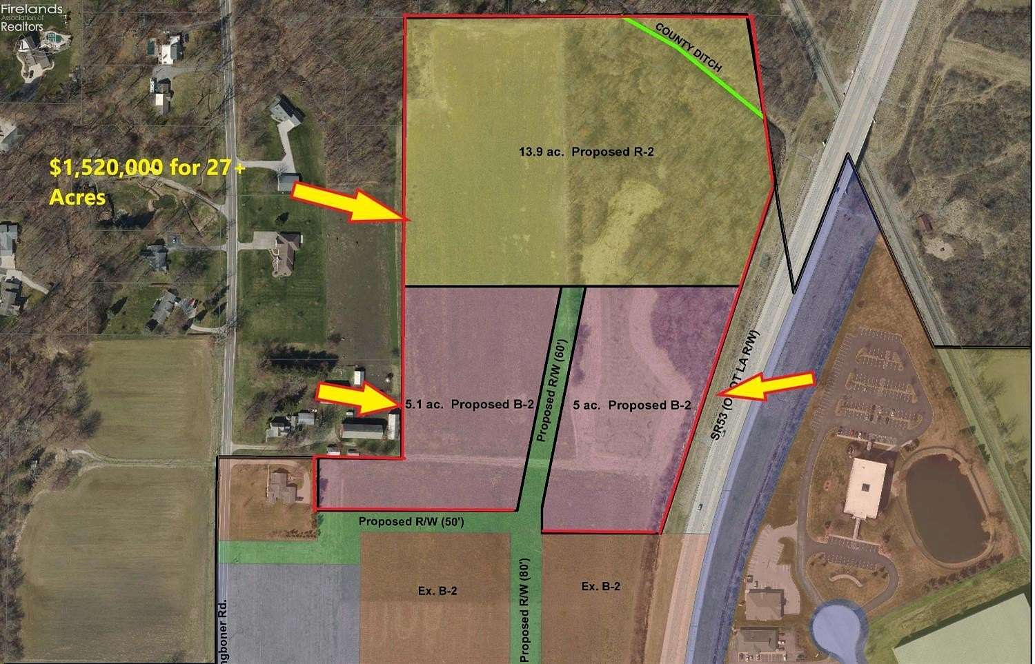 27.6 Acres of Commercial Land for Sale in Fremont, Ohio