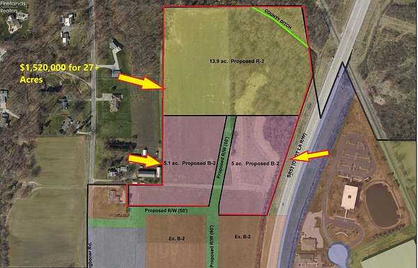 27.6 Acres of Commercial Land for Sale in Fremont, Ohio
