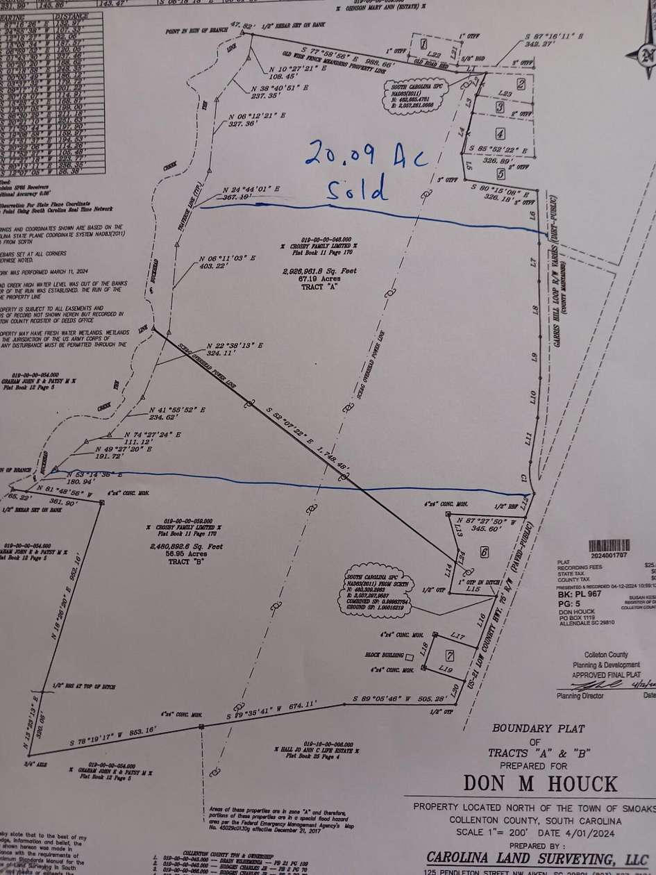 47.1 Acres of Recreational Land for Sale in Smoaks, South Carolina