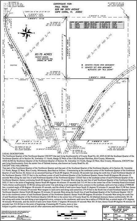 83.8 Acres of Agricultural & Residential Land for Sale in Lonsdale, Minnesota
