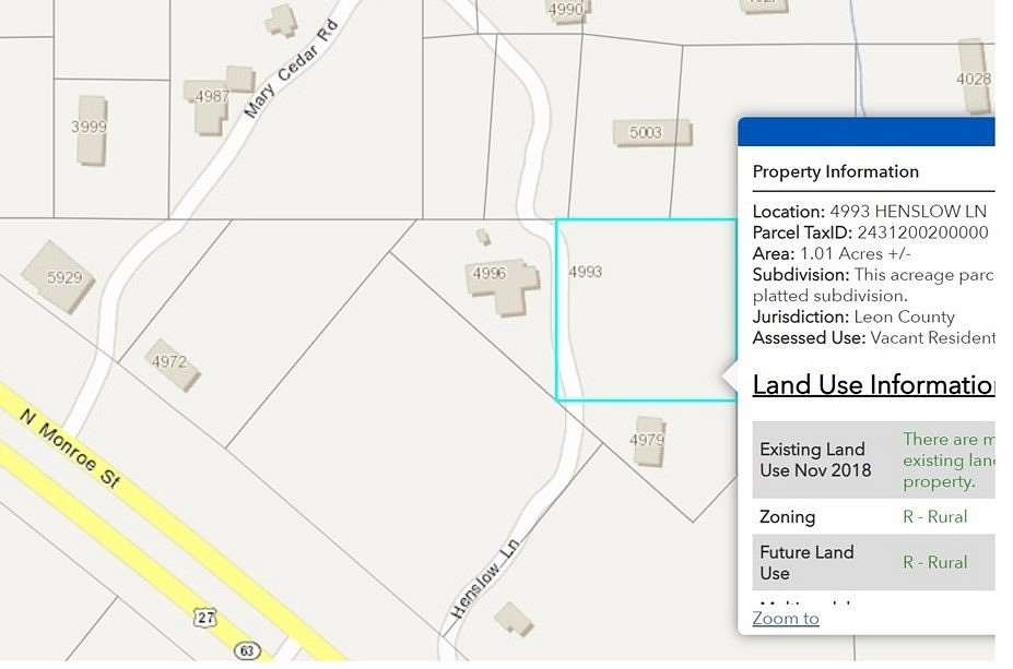 1 Acre of Residential Land for Sale in Tallahassee, Florida