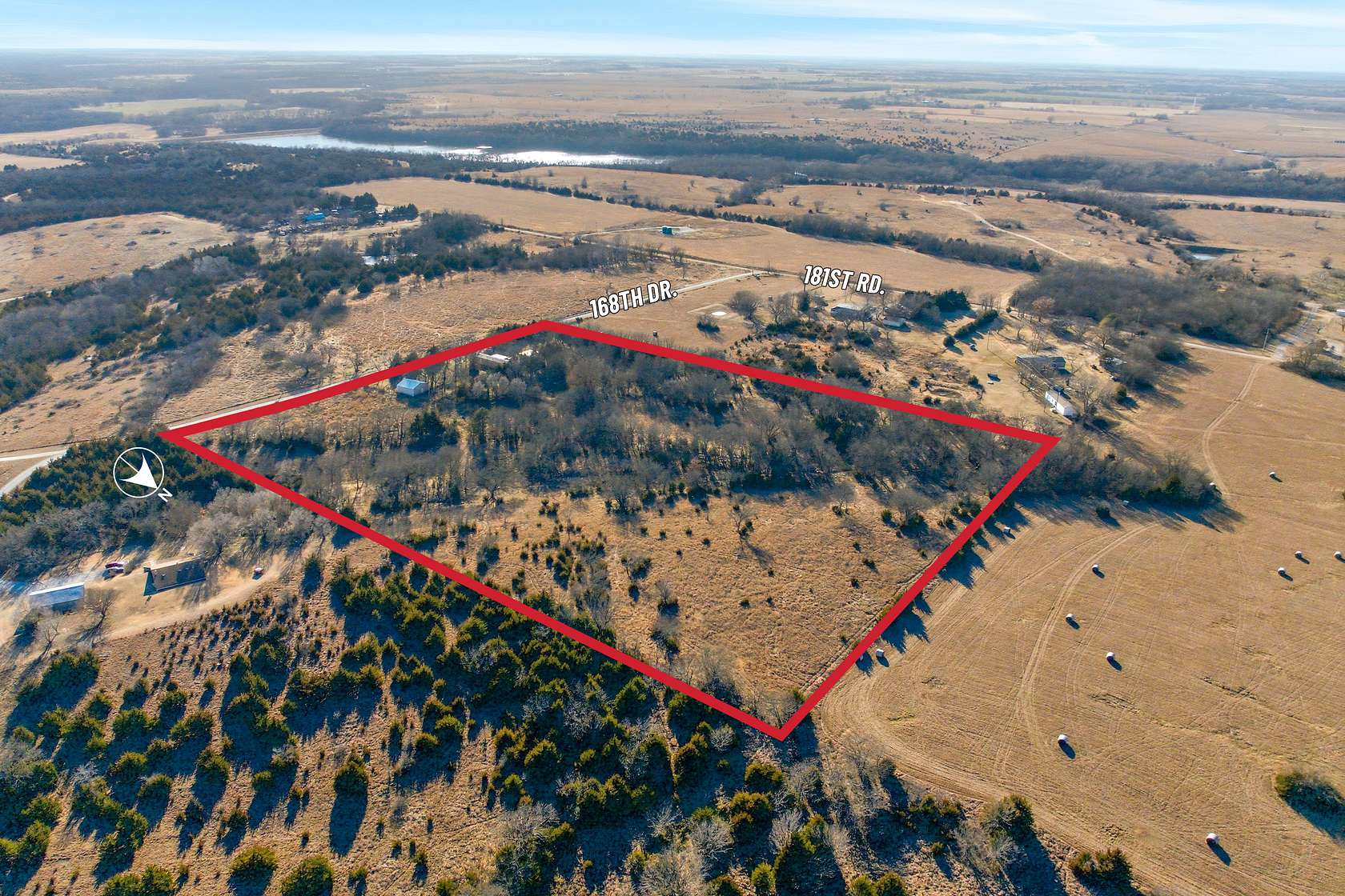 13 Acres of Recreational Land with Home for Auction in Winfield, Kansas