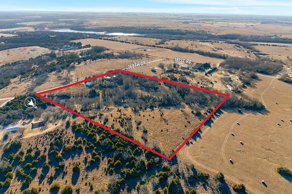 13 Acres of Recreational Land with Home for Auction in Winfield, Kansas