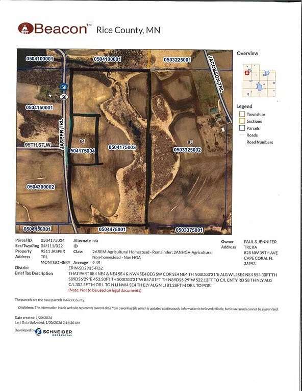 80.6 Acres of Land for Sale in Montgomery, Minnesota