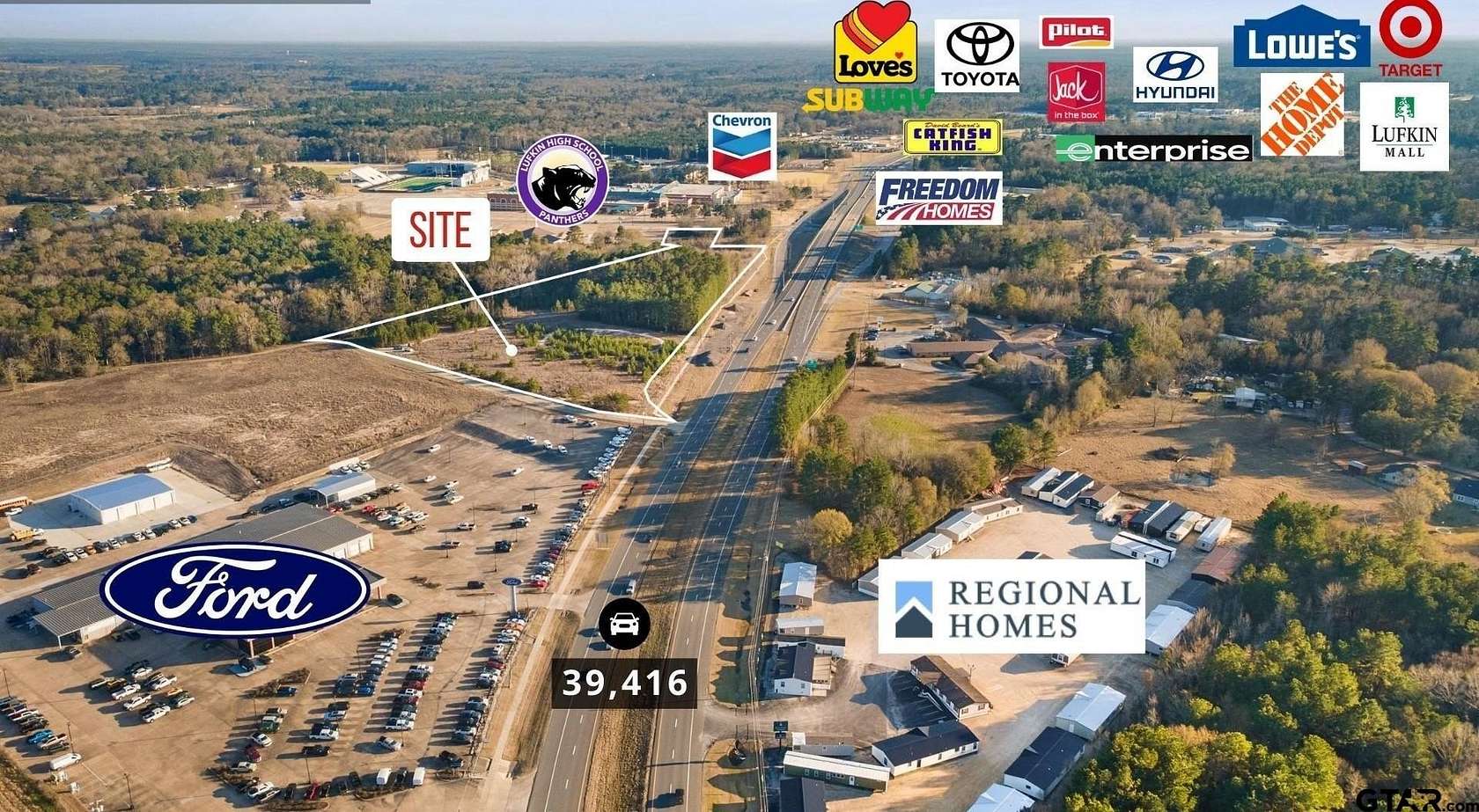 15.8 Acres of Commercial Land for Sale in Lufkin, Texas