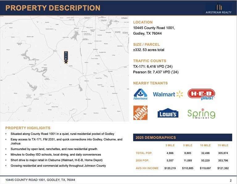 333 Acres of Land for Sale in Godley, Texas