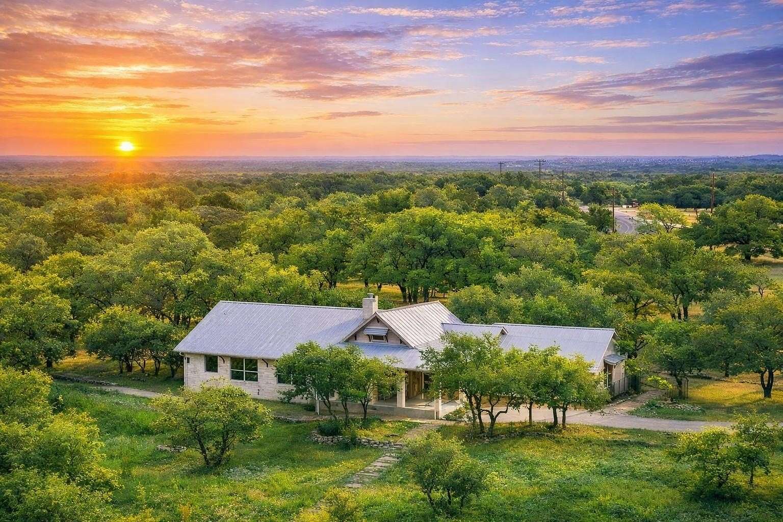25.3 Acres of Land with Home for Sale in Round Mountain, Texas