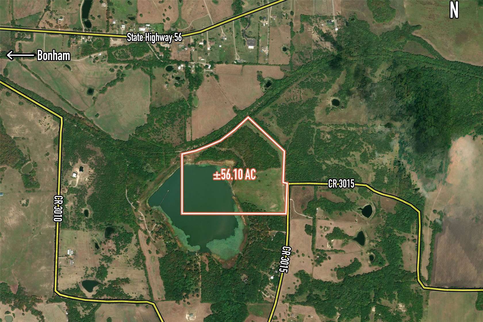 56.1 Acres of Agricultural & Residential Land for Sale in Bonham, Texas