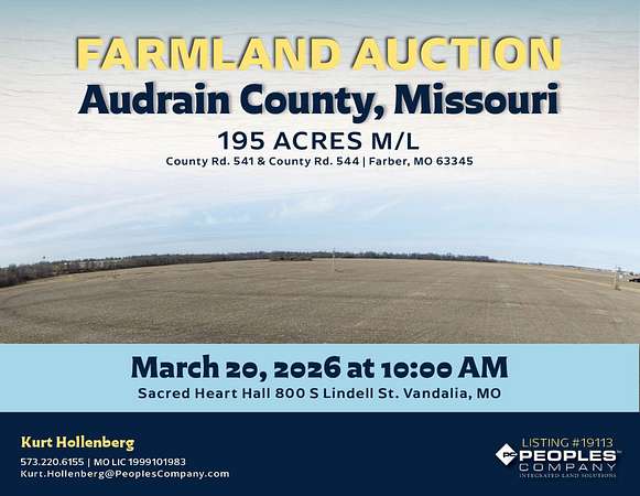 197 Acres of Agricultural Land for Auction in Farber, Missouri