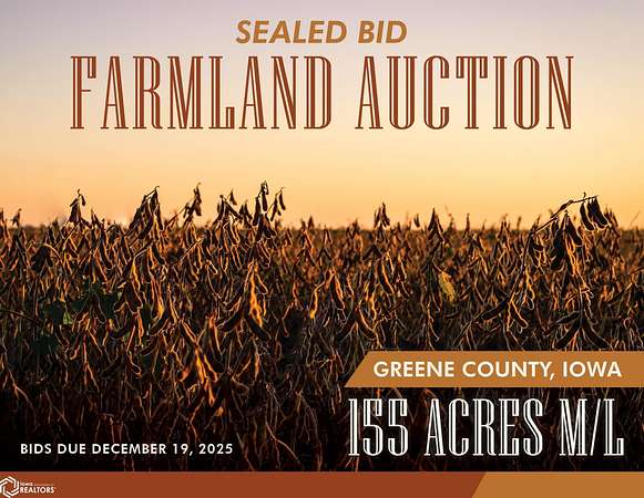 155 Acres of Agricultural Land for Auction in Jefferson, Iowa