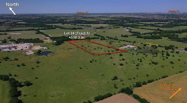 10.3 Acres of Land for Sale in Justin, Texas