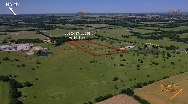 10.3 Acres of Land for Sale in Justin, Texas