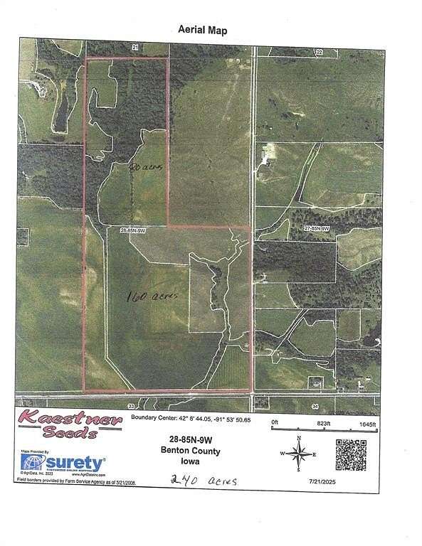 240 Acres of Land for Sale in Shellsburg, Iowa