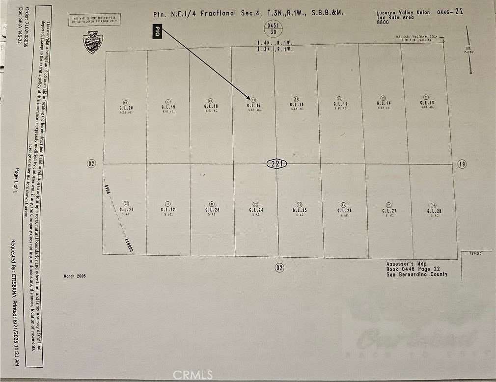 6.63 Acres of Residential Land for Sale in Lucerne Valley, California
