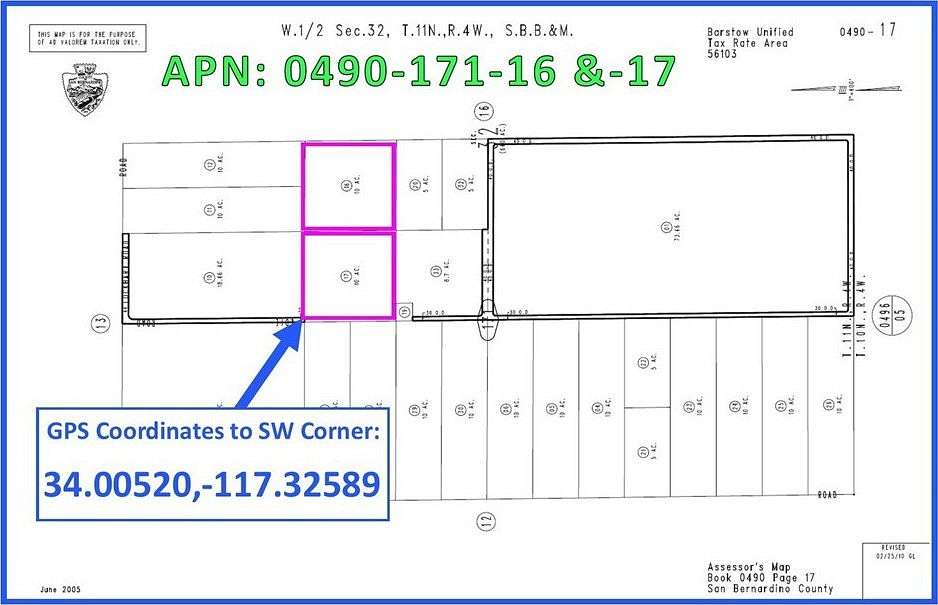 10 Acres of Residential Land for Sale in Hinkley, California