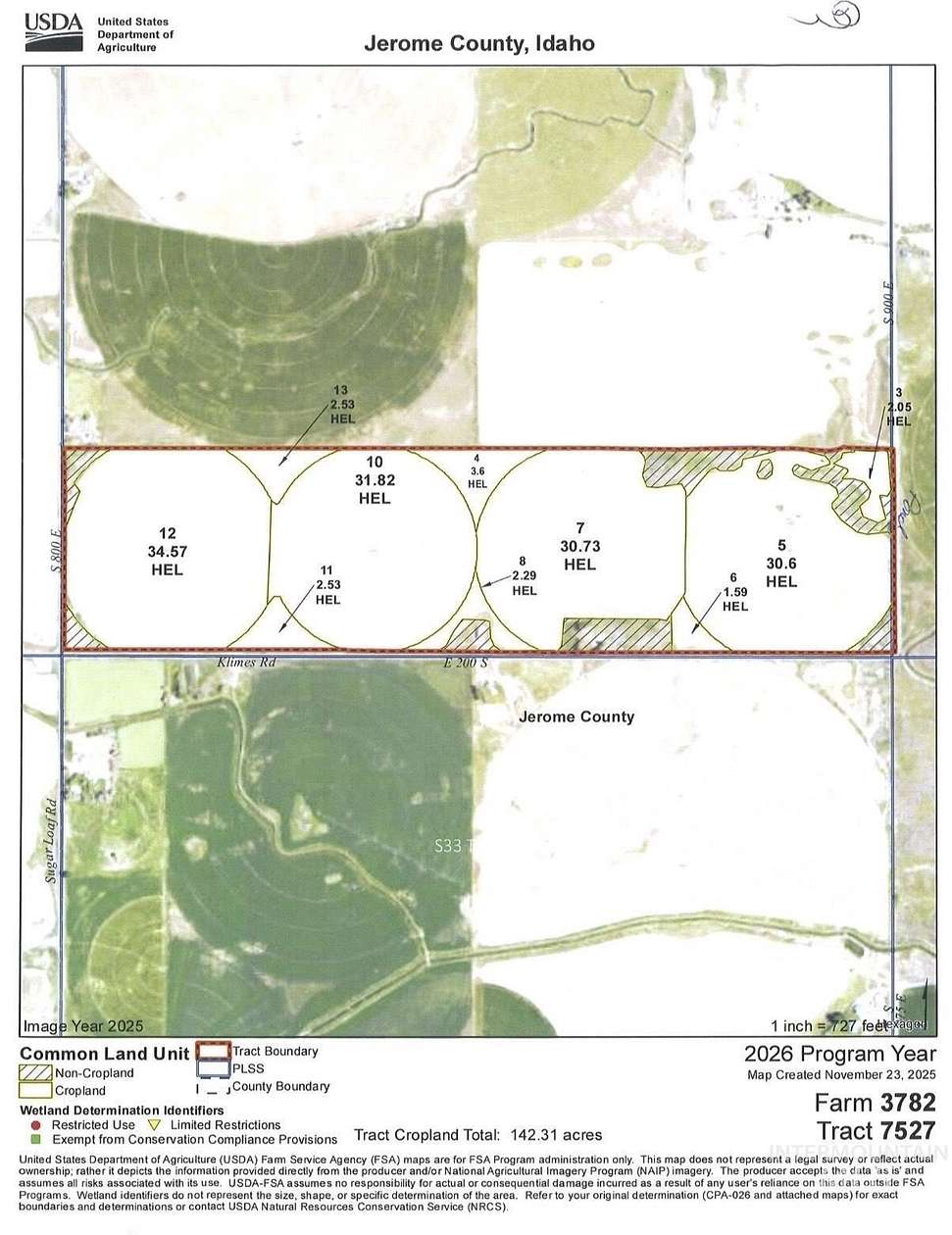 156 Acres of Agricultural Land for Sale in Jerome, Idaho