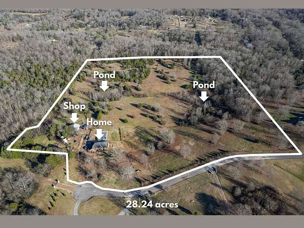 28.2 Acres of Land with Home for Sale in Columbia, Tennessee