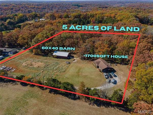 5 Acres of Land with Home for Sale in Cedar Hill, Missouri