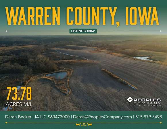 73.8 Acres of Recreational Land & Farm for Sale in Lacona, Iowa