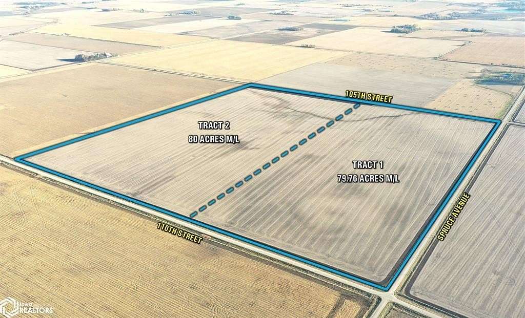 160 Acres of Agricultural Land for Sale in Sheffield, Iowa