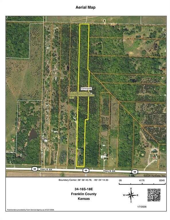 9.8 Acres of Land for Sale in Ottawa, Kansas