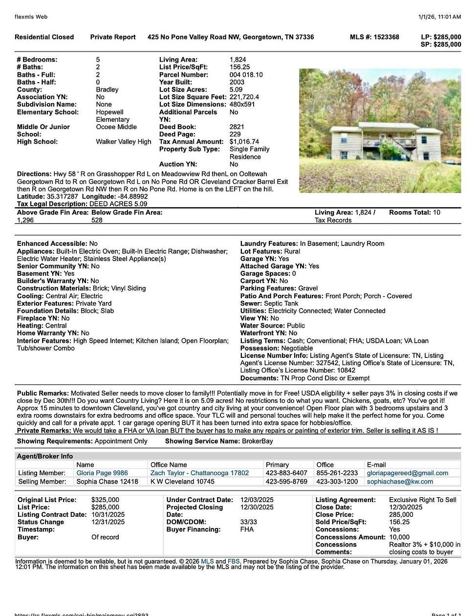 5 Acres of Residential Land with Home for Sale in Georgetown, Tennessee