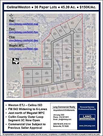 45.4 Acres of Commercial Land for Sale in Weston, Texas
