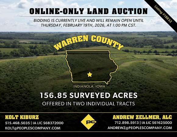 157 Acres of Recreational Land & Farm for Auction in Indianola, Iowa