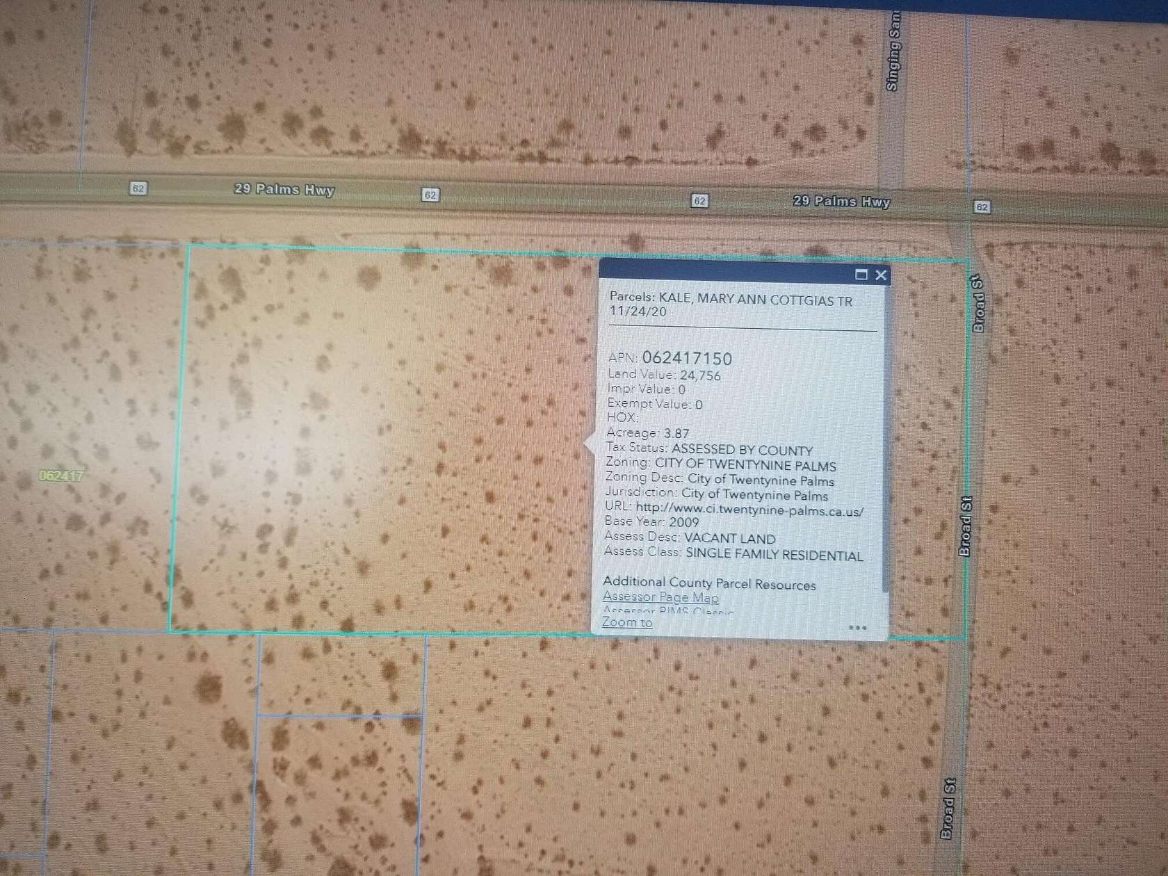Land for Sale in Twentynine Palms, California
