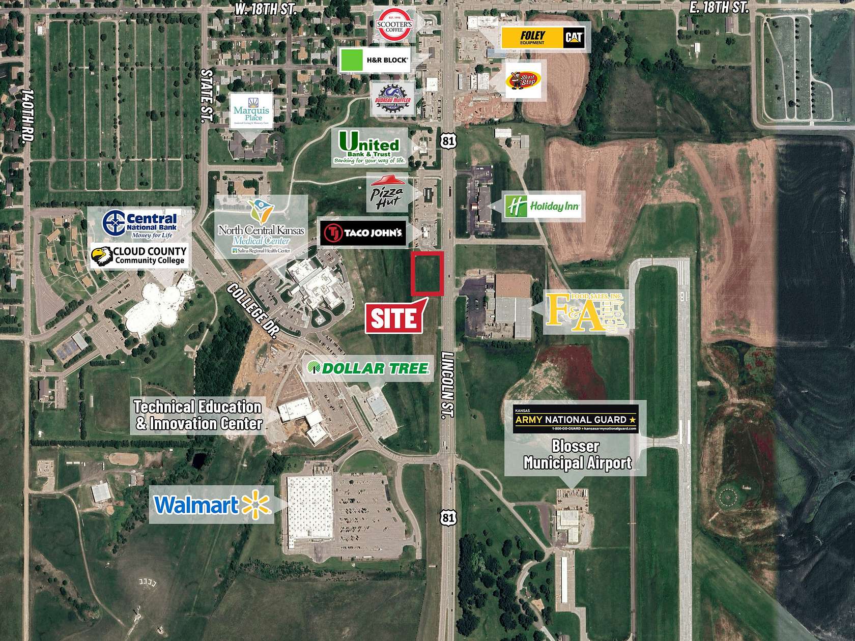 0.89 Acres of Commercial Land for Auction in Concordia, Kansas