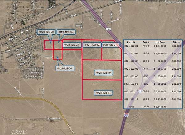285 Acres of Land for Sale in Barstow, California