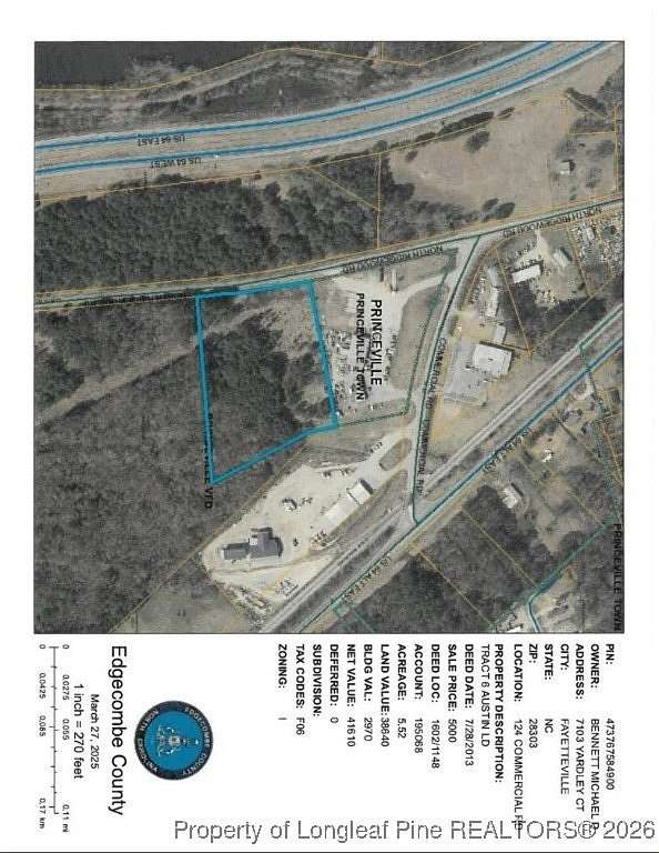 5.5 Acres of Land for Sale in Princeville, North Carolina