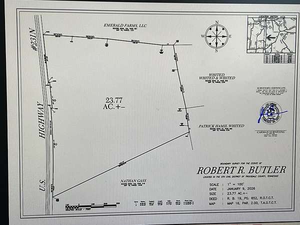 23.8 Acres of Recreational Land for Sale in Bethpage, Tennessee