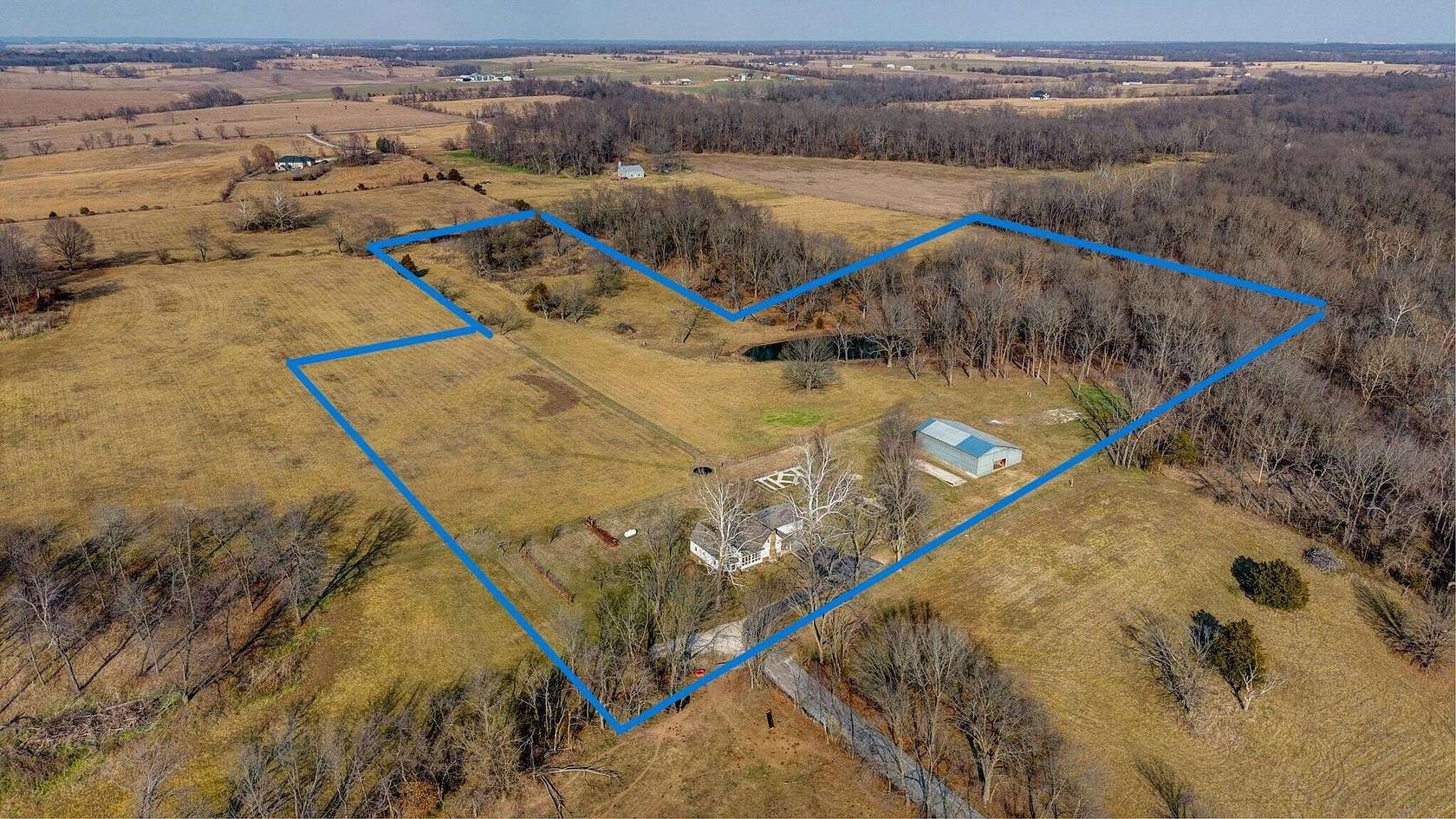 16 Acres of Land with Home for Sale in Bois D'Arc, Missouri