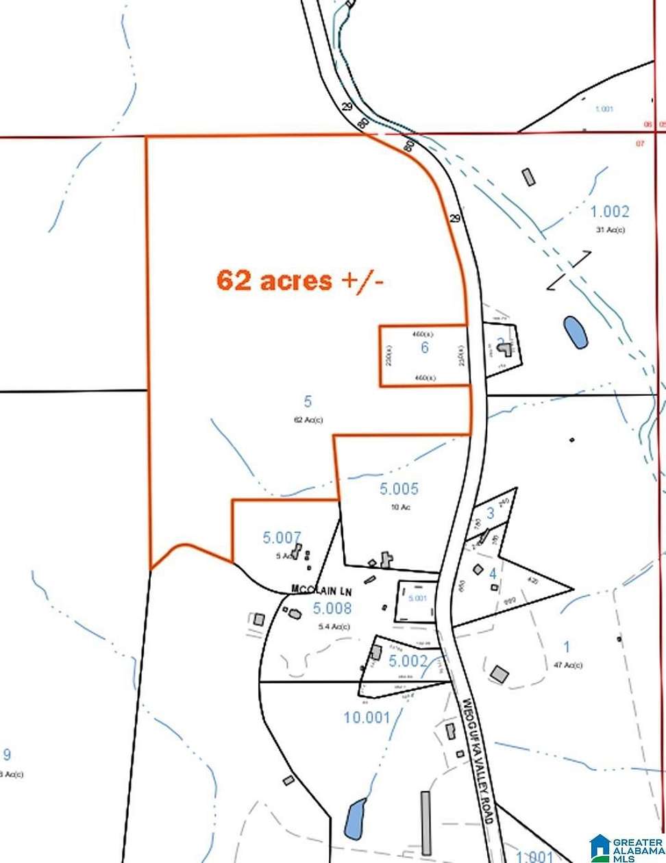 62 Acres of Land for Sale in Weogufka, Alabama