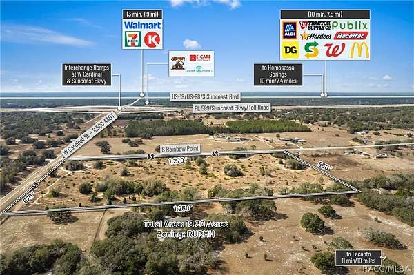19.3 Acres of Mixed-Use Land for Sale in Homosassa, Florida