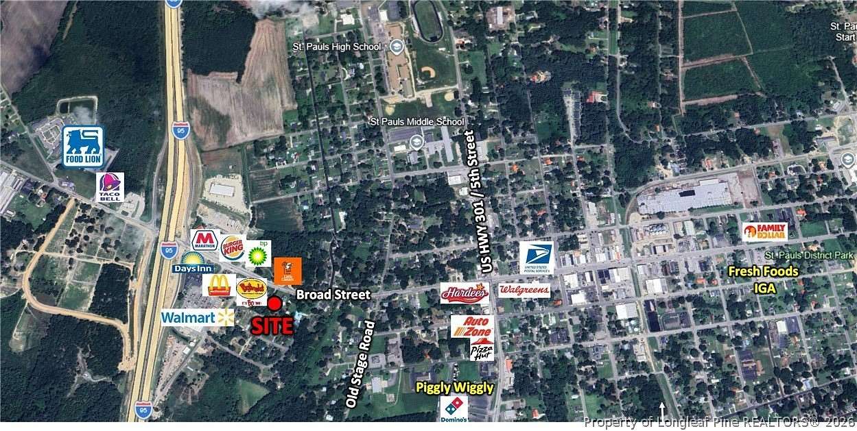 1.62 Acres of Commercial Land for Sale in St. Pauls, North Carolina