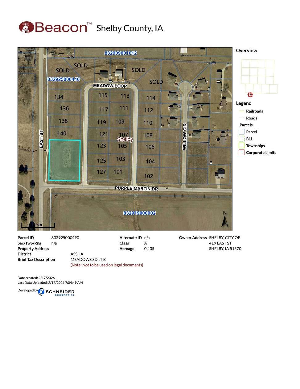 0.27 Acres of Residential Land for Sale in Shelby, Iowa