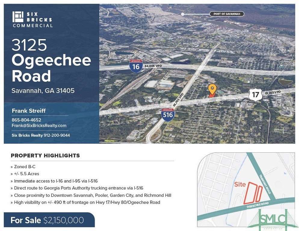 5.5 Acres of Land for Sale in Savannah, Georgia