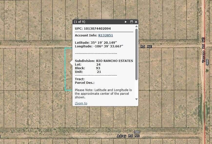 0.5 Acres of Residential Land for Sale in Rio Rancho, New Mexico