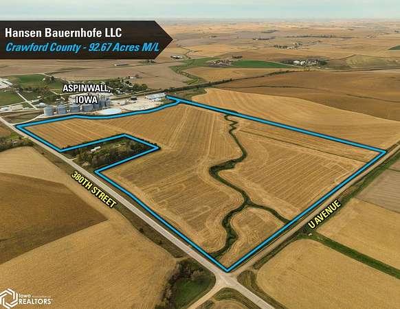 92.7 Acres of Agricultural Land for Sale in Aspinwall, Iowa